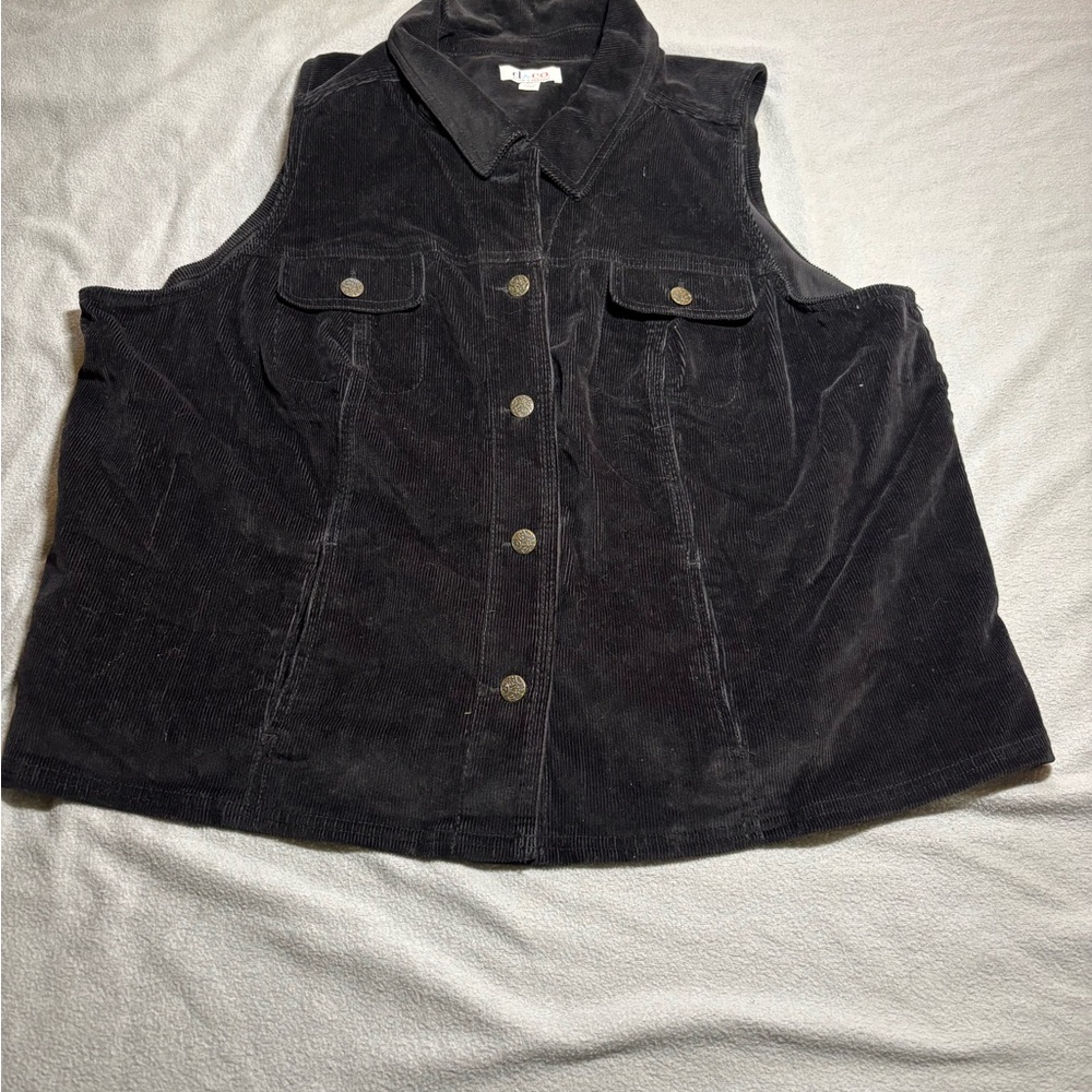 Denim and Company Black Corduroy Vest D&CO